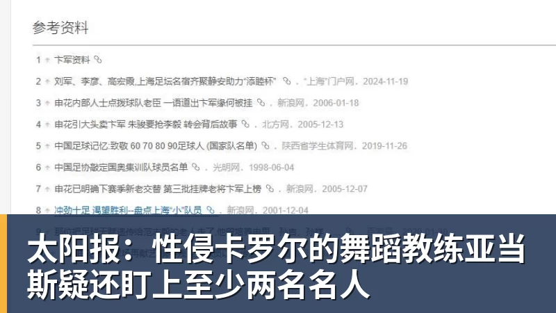 九游体育太阳报:性侵卡罗尔的舞蹈教练亚当斯疑还盯上至少两名名人